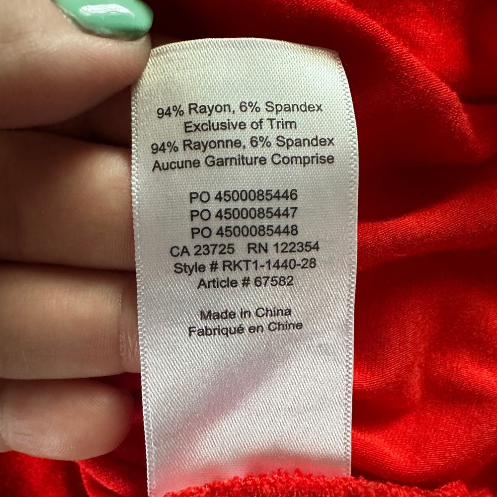 Babaton Red Scoop Neck Tank Top Rayon Spandex Stretch Curved Hem Small - Picture 5 of 7